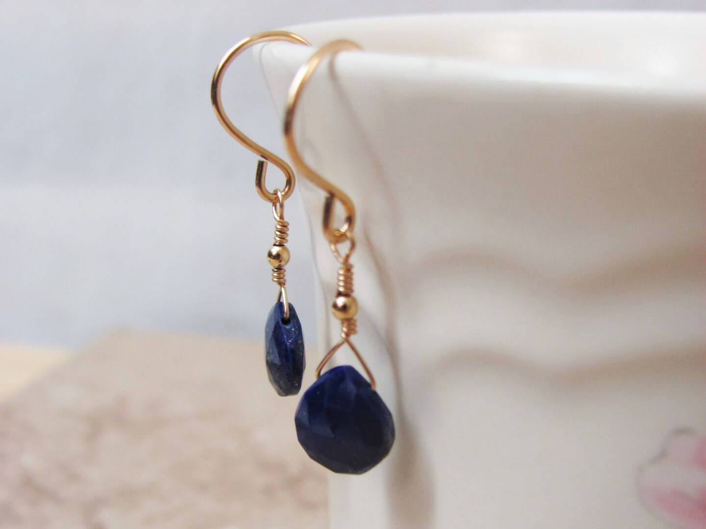 Lapis Lazuli & Azurite Chrysocolla Earrings, 14K gold filled, natural –  GivingEarth Minerals